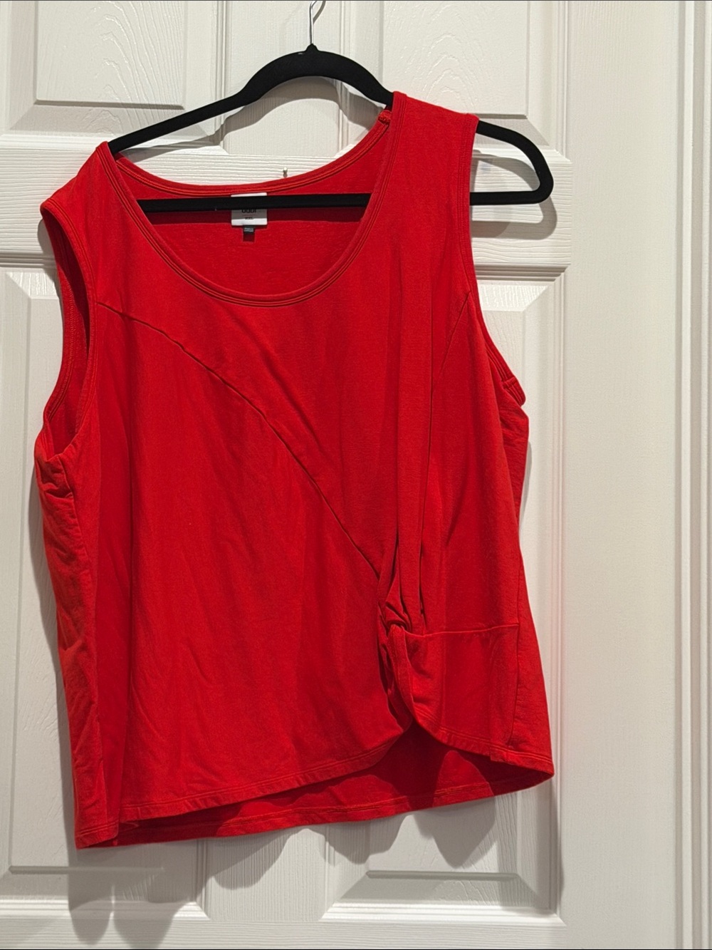 CAbi Red Sleeveless Knit Tank with Twist Detail